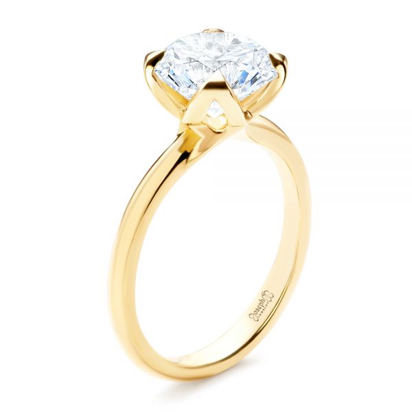 18k Yellow Gold 18k Yellow Gold Solitaire Diamond Engagement Ring - Three-Quarter View -  107132