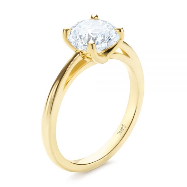 18k Yellow Gold 18k Yellow Gold Solitaire Diamond Engagement Ring - Three-Quarter View -  107133