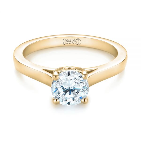 18k Yellow Gold 18k Yellow Gold Solitaire Diamond Engagement Ring - Flat View -  104116