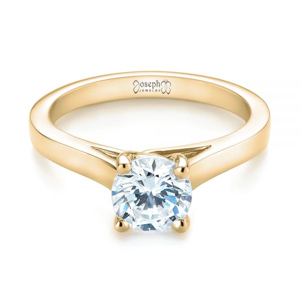18k Yellow Gold 18k Yellow Gold Solitaire Diamond Engagement Ring - Flat View -  104174