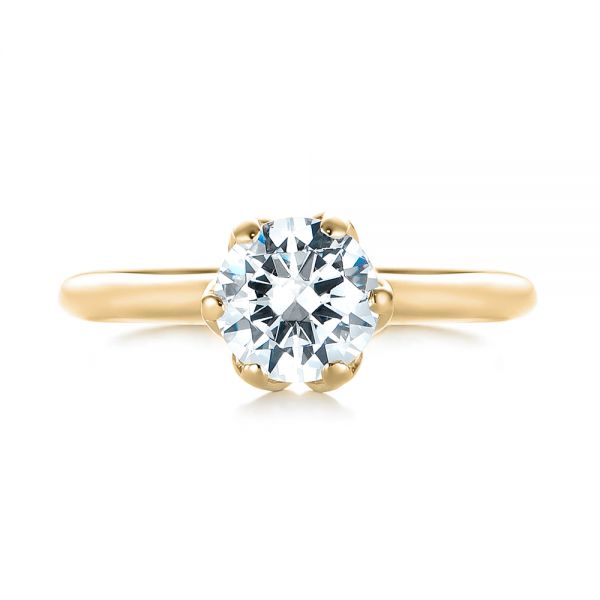 18k Yellow Gold 18k Yellow Gold Solitaire Diamond Engagement Ring - Top View - 103296
