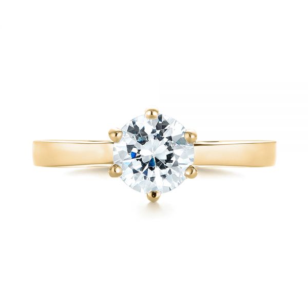 18k Yellow Gold 18k Yellow Gold Solitaire Diamond Engagement Ring - Top View - 104120
