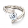 Solitaire Diamond Mokume Engagement Ring - Flat View -  106615 - Thumbnail