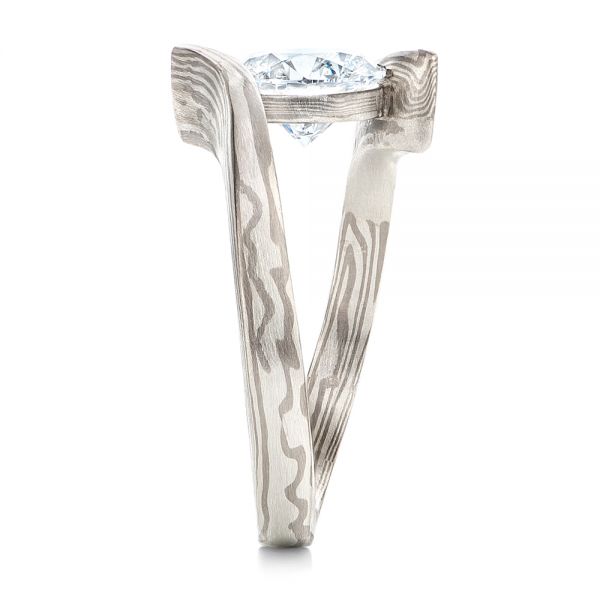 Solitaire Diamond Mokume Engagement Ring - Side View - 106615