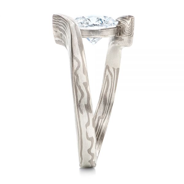 Solitaire Diamond Mokume Engagement Ring - Side View -  106615