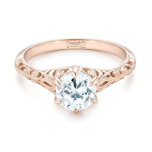 18k Rose Gold 18k Rose Gold Solitaire Diamond Engagement Ring - Flat View -  102767