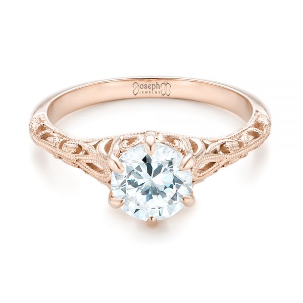 18k Rose Gold 18k Rose Gold Solitaire Diamond Engagement Ring - Flat View - 102767