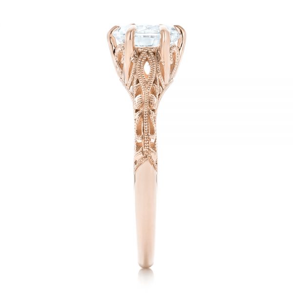 18k Rose Gold 18k Rose Gold Solitaire Diamond Engagement Ring - Side View - 102767