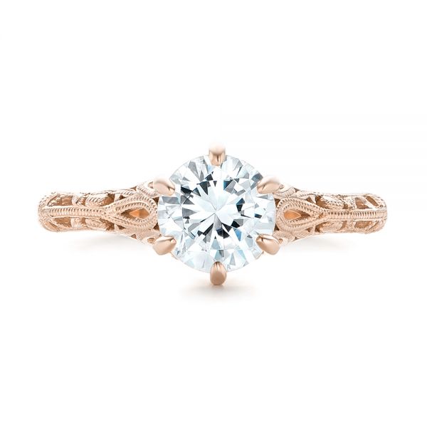 18k Rose Gold 18k Rose Gold Solitaire Diamond Engagement Ring - Top View - 102767