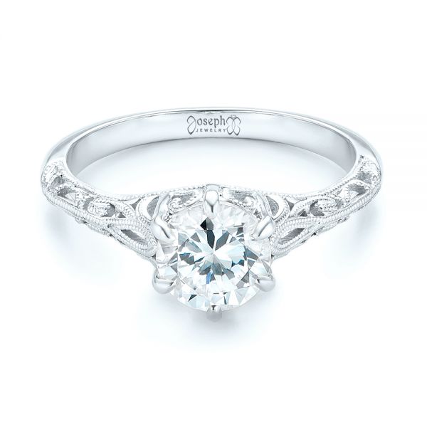 18k White Gold 18k White Gold Solitaire Diamond Engagement Ring - Flat View -  102767