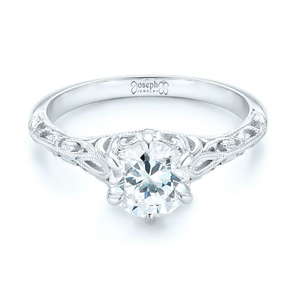 18k White Gold 18k White Gold Solitaire Diamond Engagement Ring - Flat View - 102767