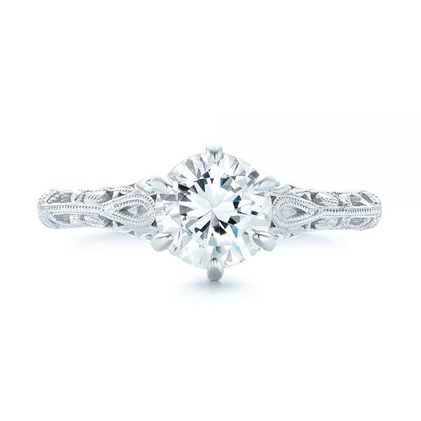 18k White Gold 18k White Gold Solitaire Diamond Engagement Ring - Top View -  102767