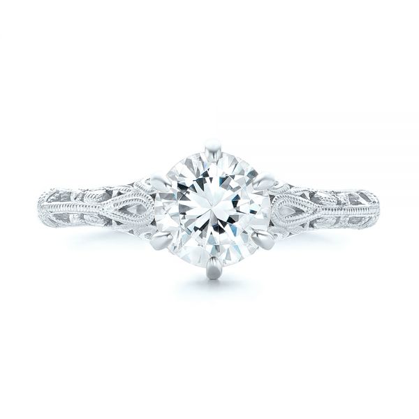 18k White Gold 18k White Gold Solitaire Diamond Engagement Ring - Top View - 102767