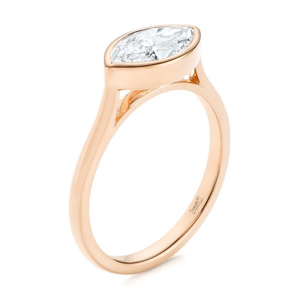 14k Rose Gold 14k Rose Gold Solitaire East-west Marquise Diamond Engagement Ring - Three-Quarter View -  105869