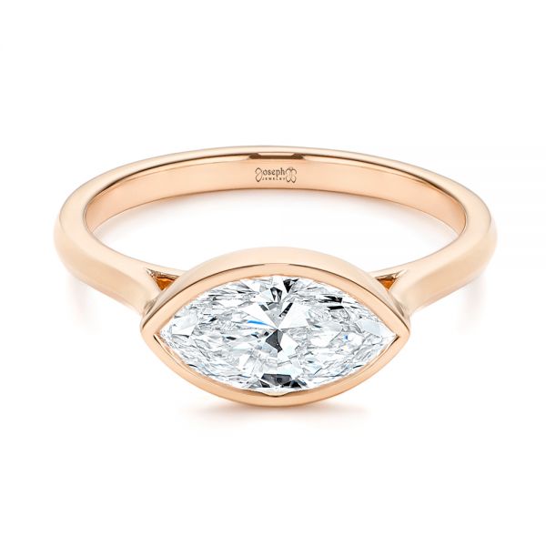 18k Rose Gold 18k Rose Gold Solitaire East-west Marquise Diamond Engagement Ring - Flat View -  105869