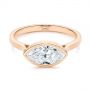 14k Rose Gold 14k Rose Gold Solitaire East-west Marquise Diamond Engagement Ring - Flat View -  105869 - Thumbnail