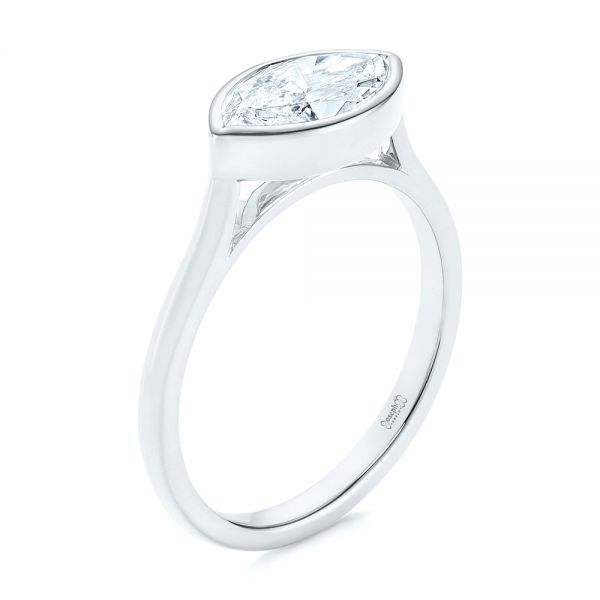18k White Gold 18k White Gold Solitaire East-west Marquise Diamond Engagement Ring - Three-Quarter View -  105869
