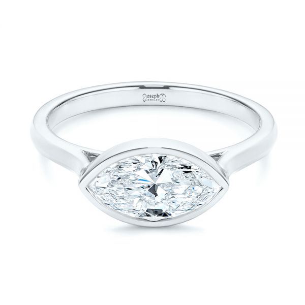  Platinum Platinum Solitaire East-west Marquise Diamond Engagement Ring - Flat View -  105869