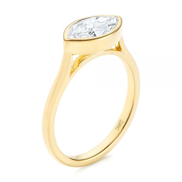 18k Yellow Gold Solitaire East-west Marquise Diamond Engagement Ring - Three-Quarter View -  105869