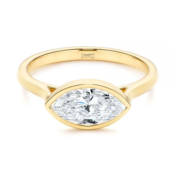 18k Yellow Gold Solitaire East-west Marquise Diamond Engagement Ring - Flat View -  105869