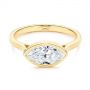 18k Yellow Gold Solitaire East-west Marquise Diamond Engagement Ring - Flat View -  105869 - Thumbnail