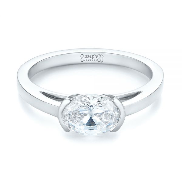 18k White Gold 18k White Gold Solitaire Engagement Ring - Flat View -  104327