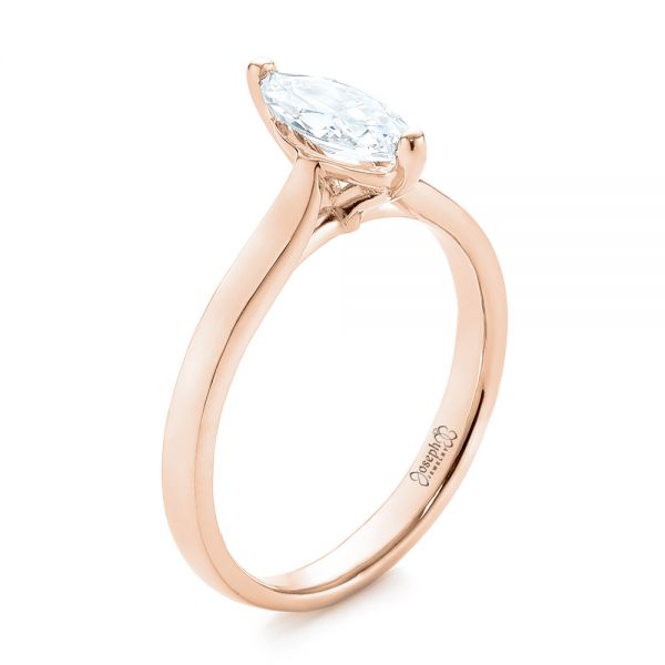 14k Rose Gold 14k Rose Gold Solitaire Marquise Diamond Engagement Ring - Three-Quarter View -  104097