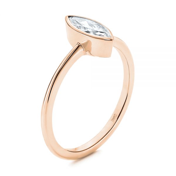 18k Rose Gold 18k Rose Gold Solitaire Marquise Diamond Engagement Ring - Three-Quarter View -  106271