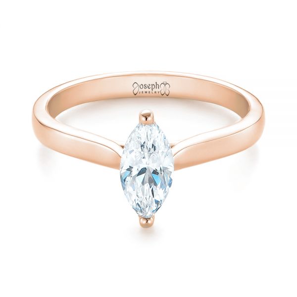 14k Rose Gold 14k Rose Gold Solitaire Marquise Diamond Engagement Ring - Flat View -  104097