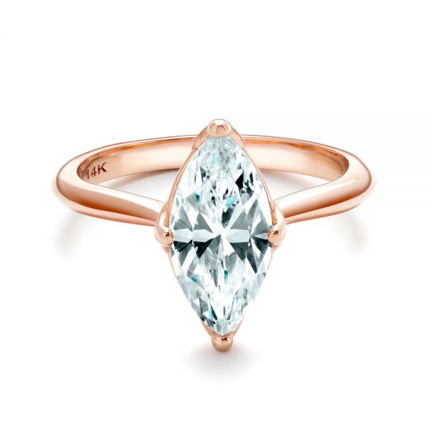 18k Rose Gold 18k Rose Gold Solitaire Marquise Diamond Engagement Ring - Flat View -  106104