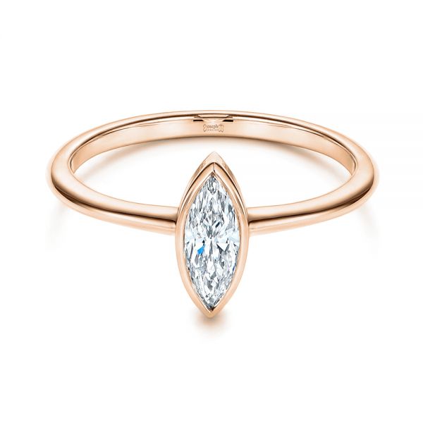 18k Rose Gold 18k Rose Gold Solitaire Marquise Diamond Engagement Ring - Flat View -  106271