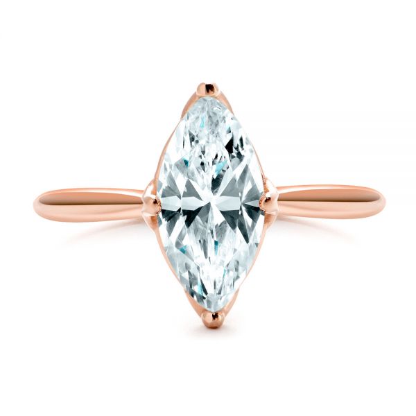 18k Rose Gold 18k Rose Gold Solitaire Marquise Diamond Engagement Ring - Top View -  106104