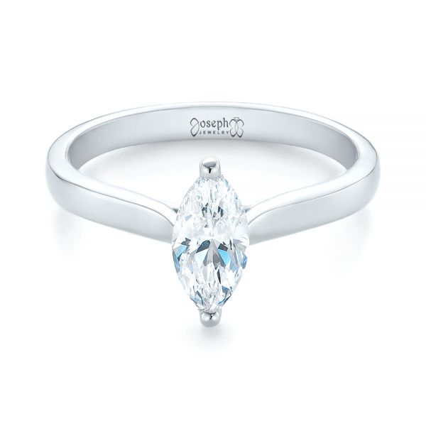14k White Gold Solitaire Marquise Diamond Engagement Ring - Flat View - 104097