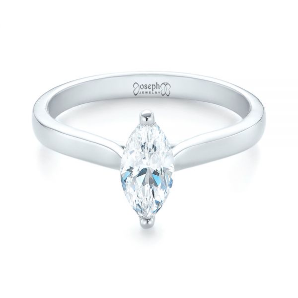 18k White Gold 18k White Gold Solitaire Marquise Diamond Engagement Ring - Flat View -  104097