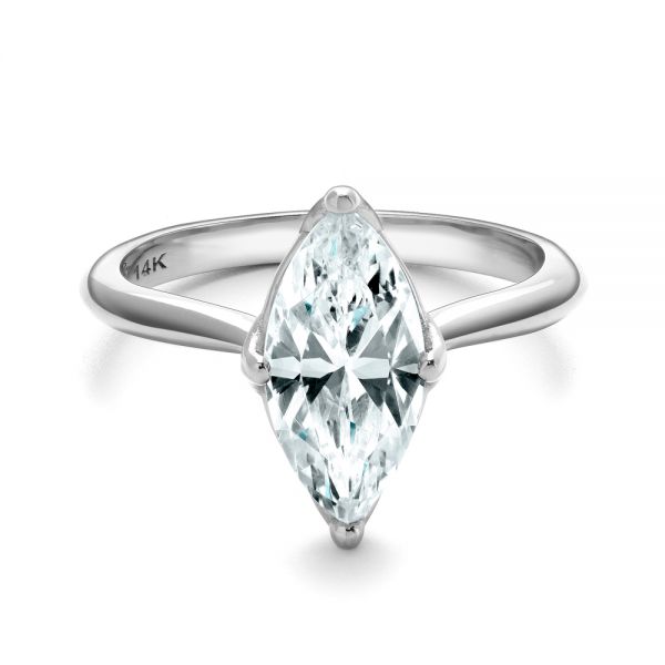 18k White Gold 18k White Gold Solitaire Marquise Diamond Engagement Ring - Flat View -  106104