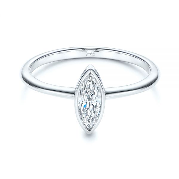 18k White Gold 18k White Gold Solitaire Marquise Diamond Engagement Ring - Flat View -  106271