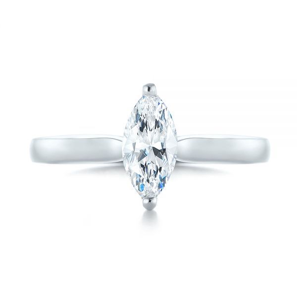 14k White Gold Solitaire Marquise Diamond Engagement Ring - Top View - 104097