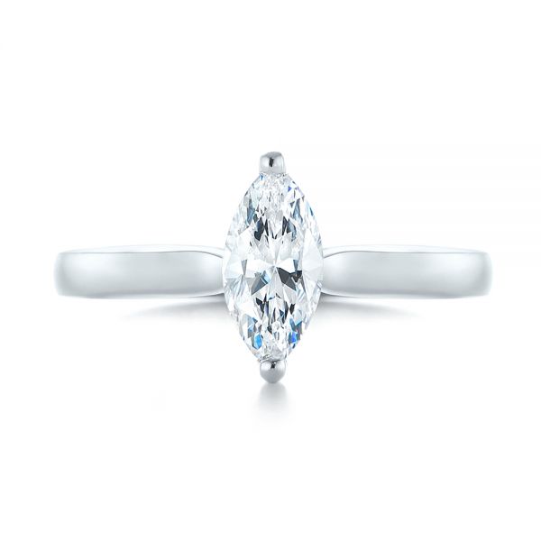 18k White Gold 18k White Gold Solitaire Marquise Diamond Engagement Ring - Top View -  104097