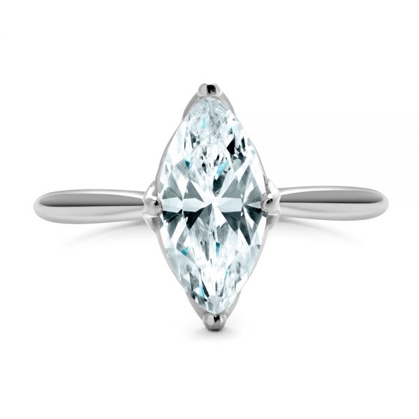 18k White Gold 18k White Gold Solitaire Marquise Diamond Engagement Ring - Top View -  106104