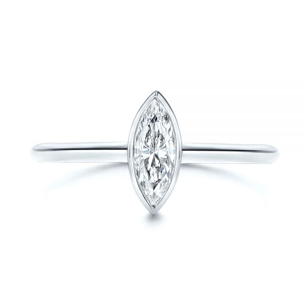 18k White Gold 18k White Gold Solitaire Marquise Diamond Engagement Ring - Top View -  106271