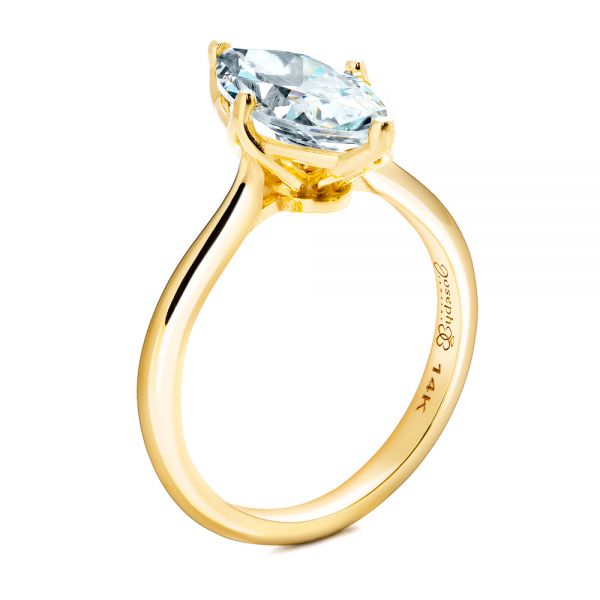 18k Yellow Gold 18k Yellow Gold Solitaire Marquise Diamond Engagement Ring - Three-Quarter View -  106104