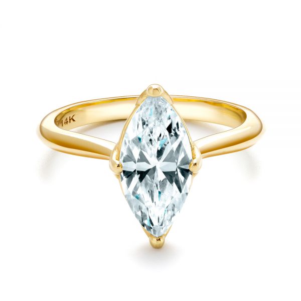 14k Yellow Gold 14k Yellow Gold Solitaire Marquise Diamond Engagement Ring - Flat View -  106104