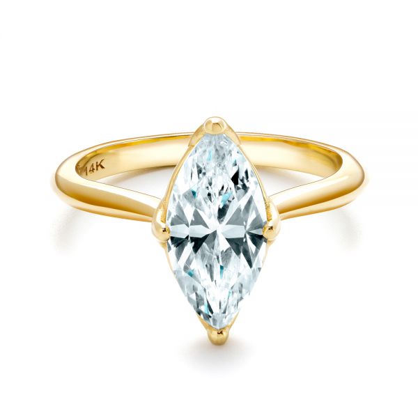 18k Yellow Gold 18k Yellow Gold Solitaire Marquise Diamond Engagement Ring - Flat View -  106104