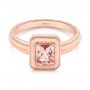 14k Rose Gold Solitaire Peach Sapphire Engagement Ring - Flat View -  105713 - Thumbnail