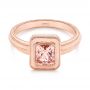 18k Rose Gold 18k Rose Gold Solitaire Peach Sapphire Engagement Ring - Flat View -  105713 - Thumbnail