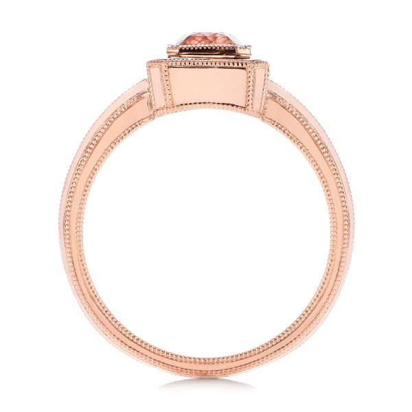 14k Rose Gold Solitaire Peach Sapphire Engagement Ring - Front View - 105713