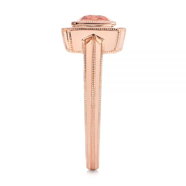14k Rose Gold Solitaire Peach Sapphire Engagement Ring - Side View - 105713