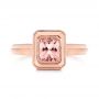 14k Rose Gold Solitaire Peach Sapphire Engagement Ring - Top View -  105713 - Thumbnail
