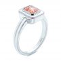 18k White Gold 18k White Gold Solitaire Peach Sapphire Engagement Ring - Three-Quarter View -  105713 - Thumbnail