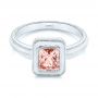14k White Gold 14k White Gold Solitaire Peach Sapphire Engagement Ring - Flat View -  105713 - Thumbnail